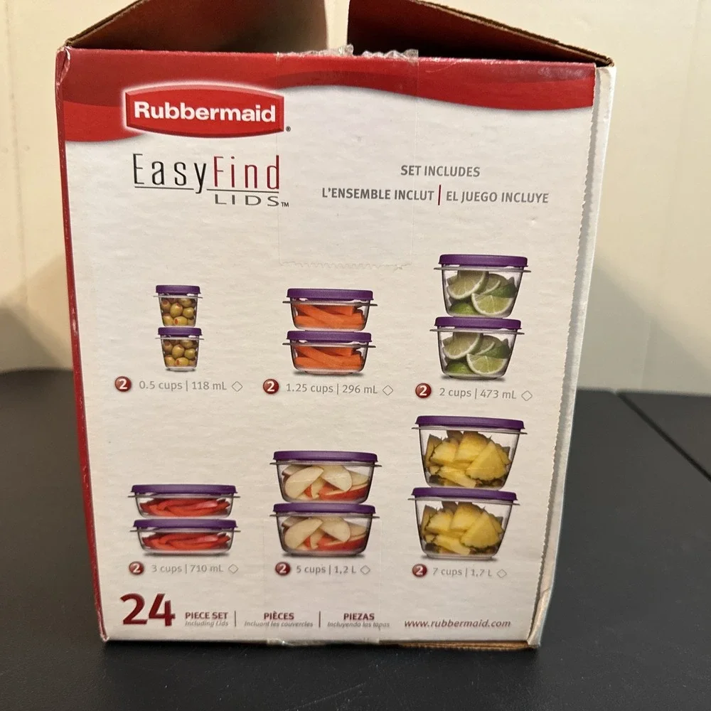 Vintage 2009 Rubber Maid Set Never Used Purple Lids 24 Pc Set
